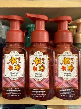 3 White Barn Starfruit Sangria Foaming Hand Soap - Floral Red Bottle